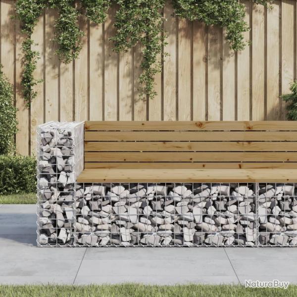 Banc de jardin design gabion 122x71x65,5cm bois de pin imprgn alsavelo