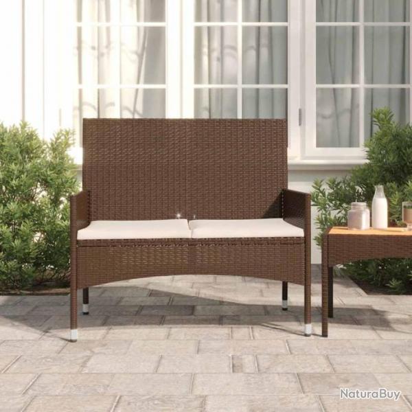 Banc de jardin  2 places avec coussins Marron Rsine tresse