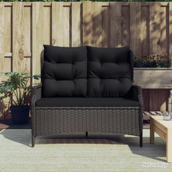 Banc de Jardin  2 Places avec Coussins Noir Rsine Tresse