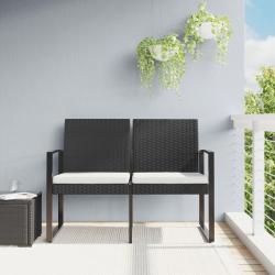 Banc de jardin à 2 places avec coussins noir rotin PP alsavelo