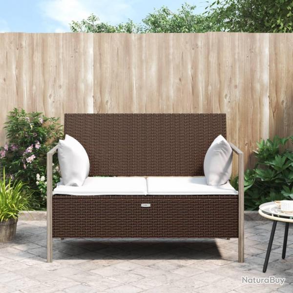 Banc de jardin  2 places avec coussins Marron Rsine tresse alsavelo