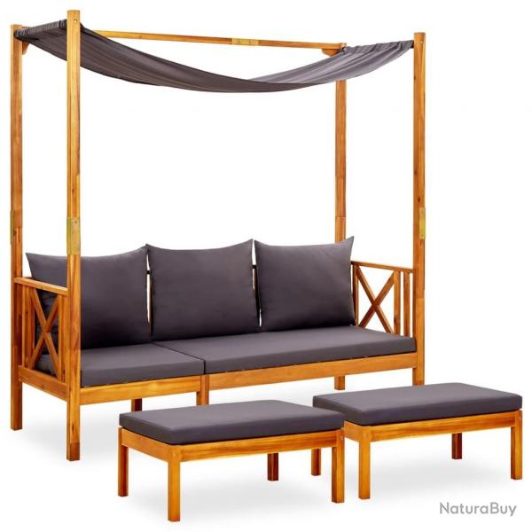 Banc de jardin avec auvent et repose-pieds Bois d'acacia solide alsavelo
