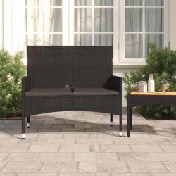 Banc de Jardin à 2 Places avec Coussins Noir Résine Tressée