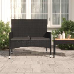 Banc de Jardin à 2 Places avec Coussins Noir Résine Tressée alsavelo