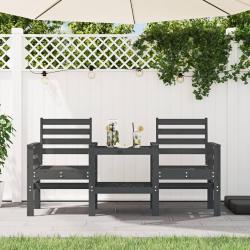 Banc de jardin avec table 2 places gris bois massif de pin alsavelo