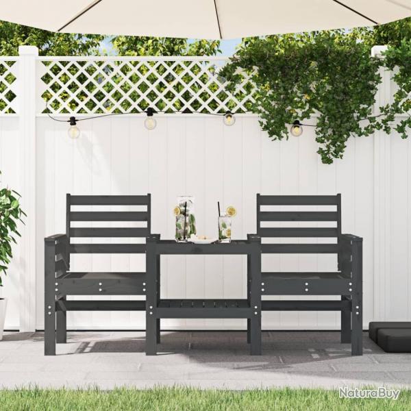 Banc de jardin avec table 2 places gris bois massif de pin alsavelo