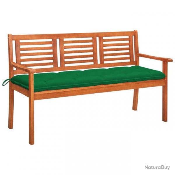 Banc de jardin 3 places avec coussin 150 cm Bois d'eucalyptus