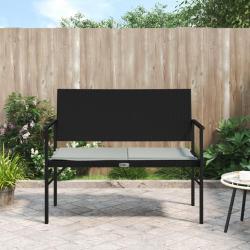 Banc de jardin à 2 places avec coussin noir résine tressée alsavelo