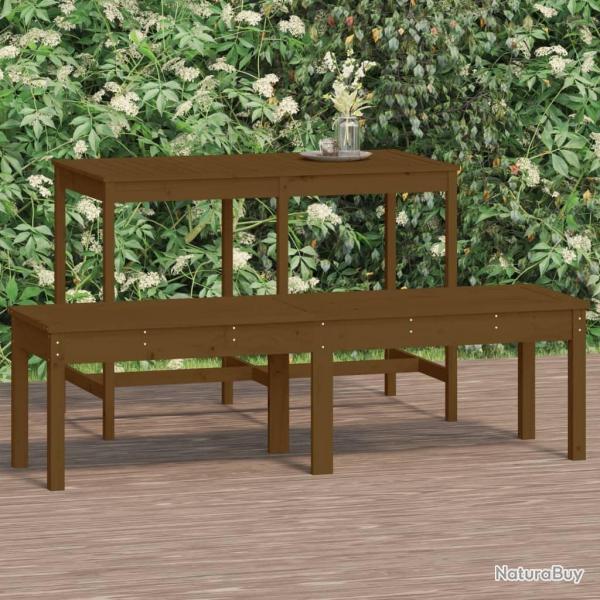 Banc de jardin  2 places marron miel 159,5x44x45cm bois de pin alsavelo