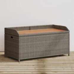 Banc de rangement gris résine tressée et bois d'acacia alsavelo