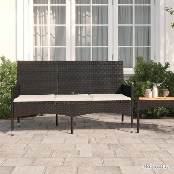 Banc de jardin  3 places avec coussins Noir Rsine tresse alsavelo
