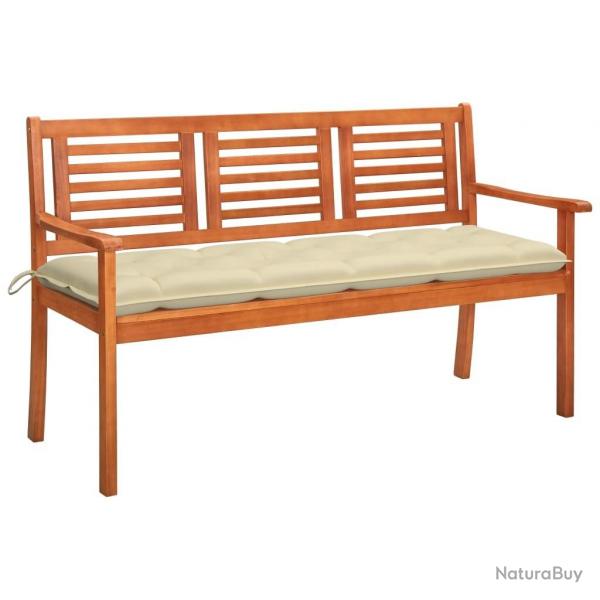 Banc de jardin 3 places avec coussin 150 cm Bois d'eucalyptus alsavelo