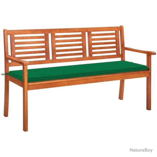 Banc de jardin 3 places avec coussin 150 cm Bois d'eucalyptus alsavelo