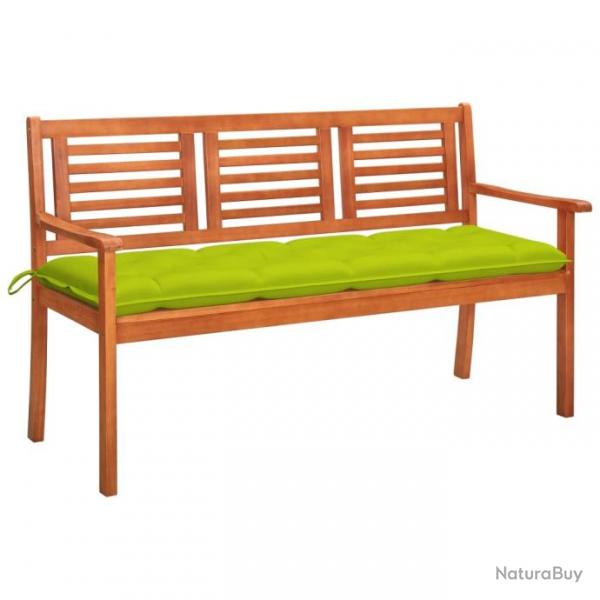 Banc de jardin 3 places avec coussin 150 cm Bois d'eucalyptus