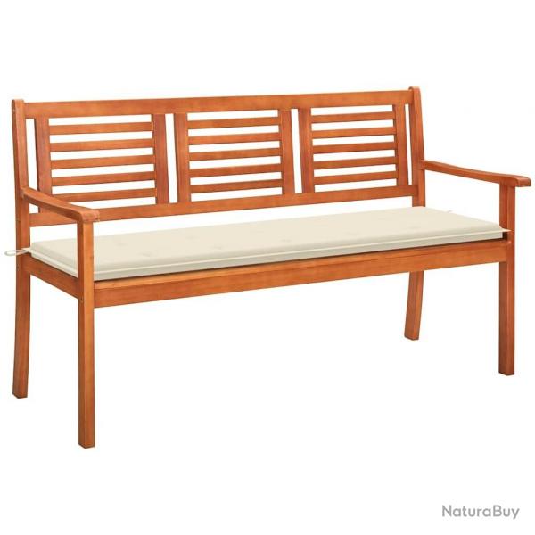 Banc de jardin 3 places avec coussin 150 cm Bois d'eucalyptus alsavelo