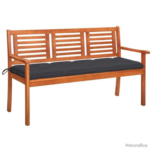 Banc de jardin 3 places avec coussin 150 cm Bois d'eucalyptus alsavelo