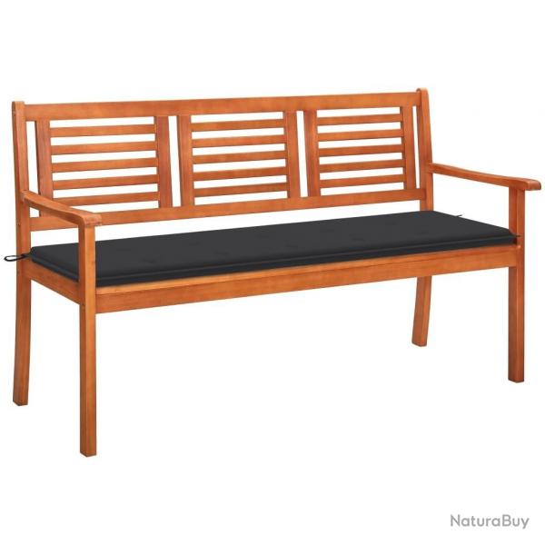 Banc de jardin 3 places avec coussin 150 cm Bois d'eucalyptus alsavelo