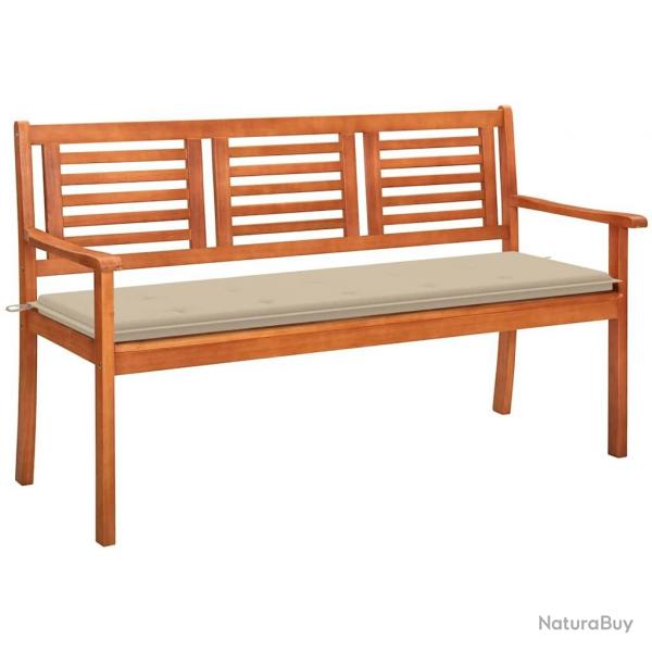 Banc de jardin 3 places avec coussin 150 cm Bois d'eucalyptus alsavelo