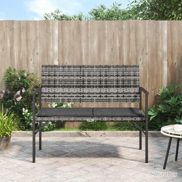 Banc de jardin  2 places avec coussin gris rsine tresse alsavelo