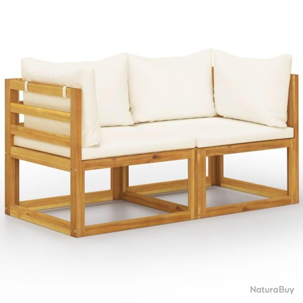 Banc de jardin  2 places avec coussins blanc crme alsavelo