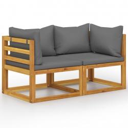 Banc de jardin à 2 places avec coussins gris foncé alsavelo