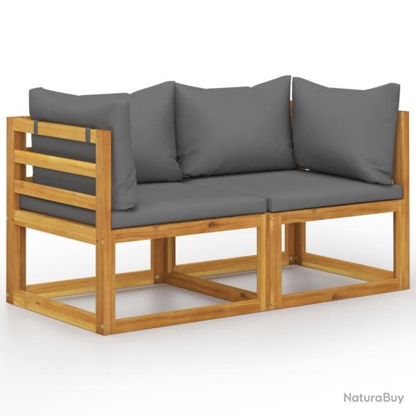 Banc de jardin  2 places avec coussins gris fonc alsavelo