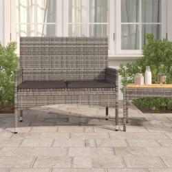 Banc de Jardin à 2 Places avec Coussins Gris Résine Tressée alsavelo