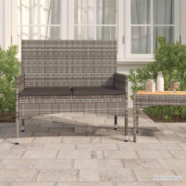 Banc de Jardin  2 Places avec Coussins Gris Rsine Tresse