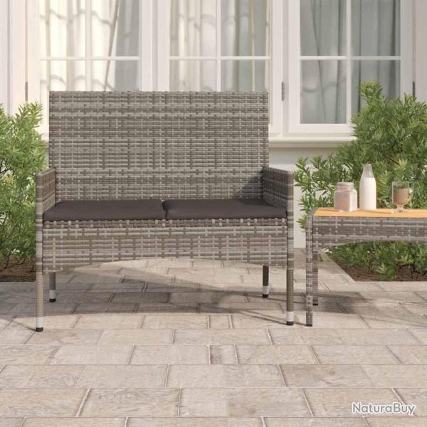 Banc de Jardin  2 Places avec Coussins Gris Rsine Tresse alsavelo