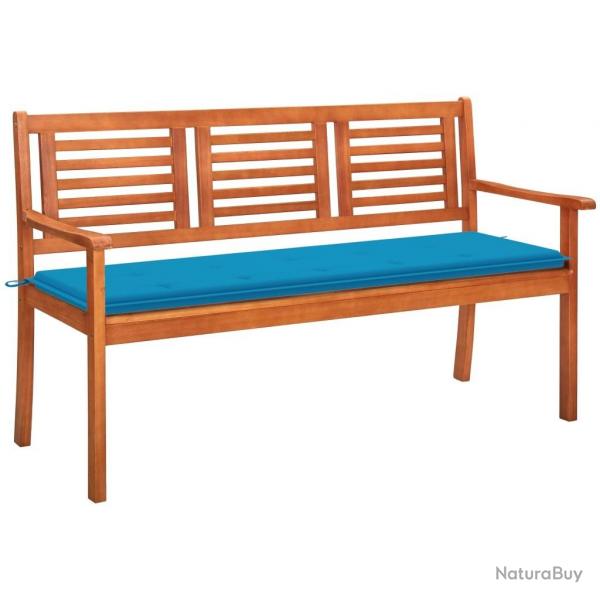Banc de jardin 3 places avec coussin 150 cm Bois d'eucalyptus alsavelo