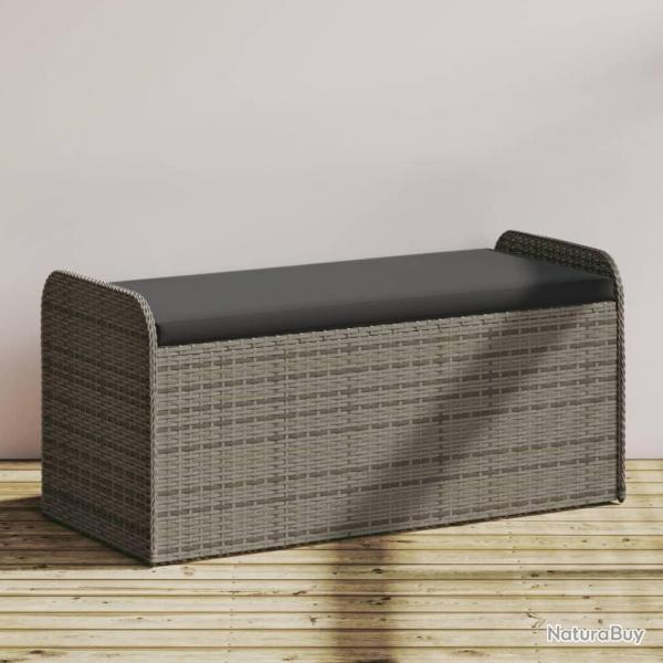 Banc de rangement avec coussin gris 115x51x52 cm rsine tresse alsavelo