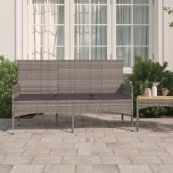 Banc de jardin à 3 places avec coussins Gris Résine tressée alsavelo