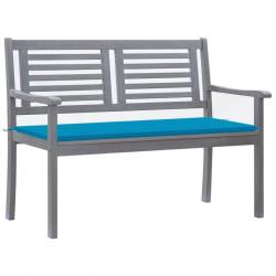 Banc de jardin 2 places avec coussin 120 cm Gris Eucalyptus