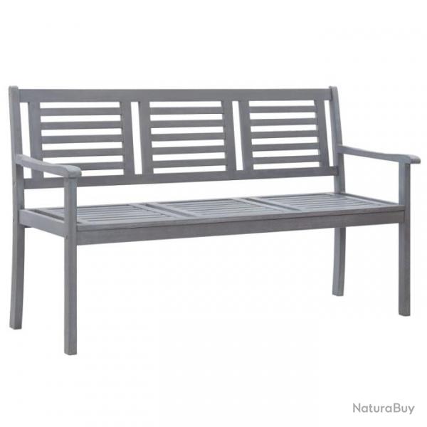 Banc de jardin 3 places 150 cm Gris Bois d'eucalyptus solide