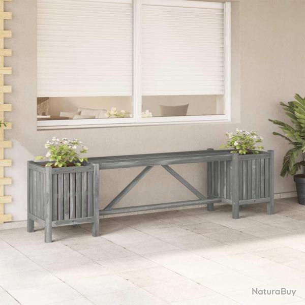 Banc de jardin avec 2 jardinires 150 cm bois d'acacia gris alsavelo