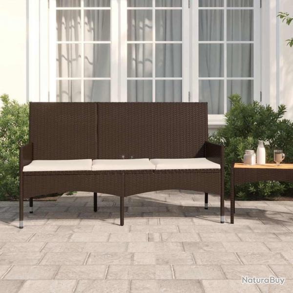 Banc de jardin  3 places avec coussins Marron Rsine tresse alsavelo