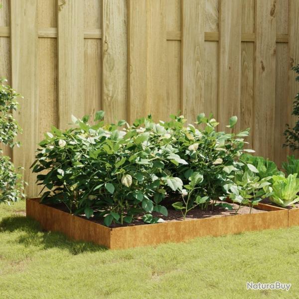 Lit surlev de jardin 100x100x26 cm acier corten alsavelo