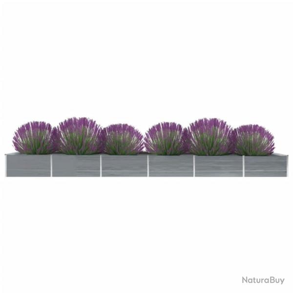 Lit surlev de jardin Acier galvanis 600x80x45 cm Gris alsavelo