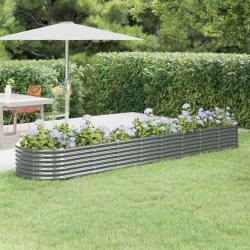 Lit surélevé de jardin Acier enduit de poudre 368x80x36 cm gris alsavelo