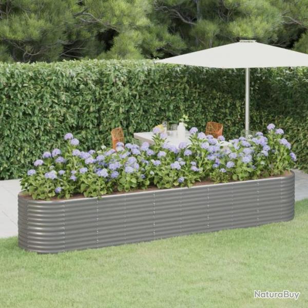 Lit surlev de jardin Acier enduit de poudre 368x80x68 cm gris