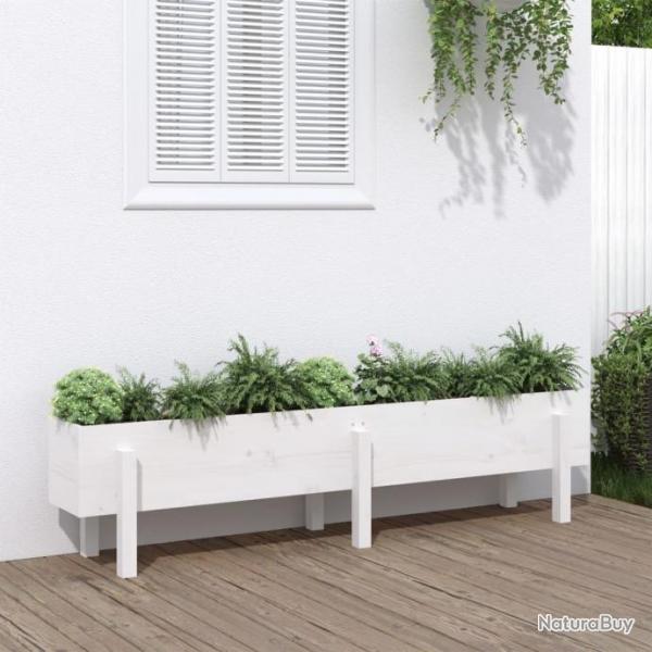 Lit surlev de jardin blanc 160x30x38 cm bois de pin massif