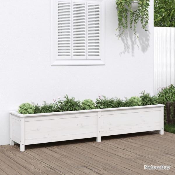 Lit surlev de jardin blanc 199,5x40x39 cm bois de pin massif alsavelo