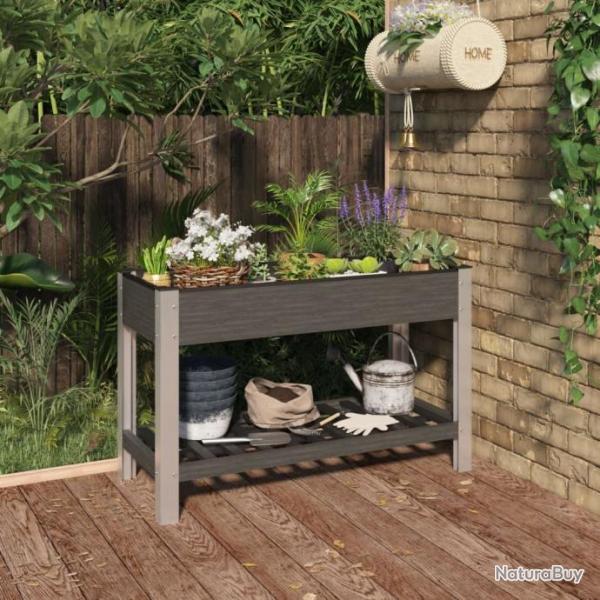 Lit surlev de jardin avec tagre Gris 120x50x75 cm WPC