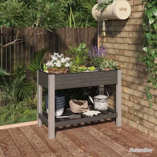 Lit surlev de jardin avec tagre Gris 100x50x75 cm WPC alsavelo