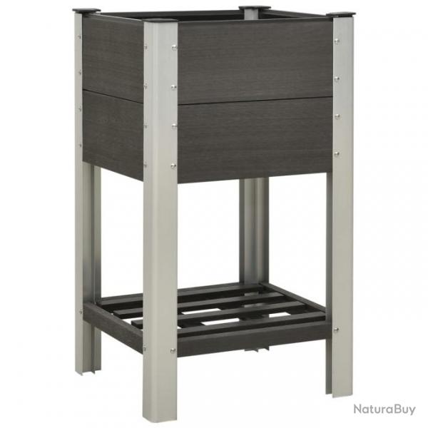 Lit surlev de jardin avec tagre 50x50x90 cm WPC Gris