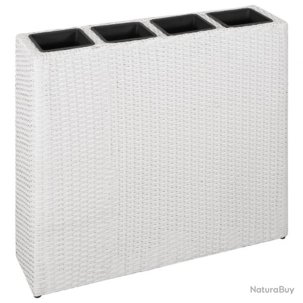 Lit surlev de jardin avec 4 pots Rsine tresse Blanc alsavelo