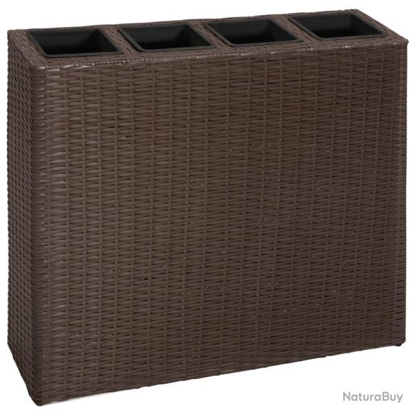 Lit surlev de jardin avec 4 pots Rsine tresse Marron alsavelo