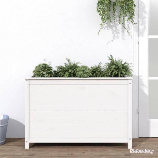 Lit surlev de jardin blanc 119,5x40x78 cm bois de pin massif