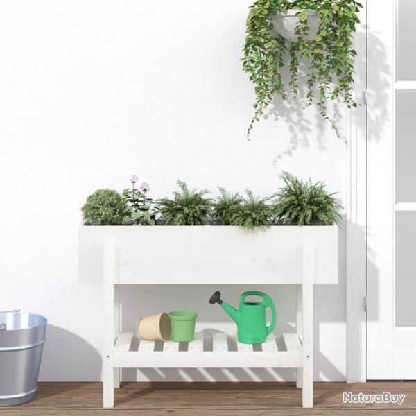 Lit surlev de jardin blanc 101x30x69 cm bois de pin massif alsavelo