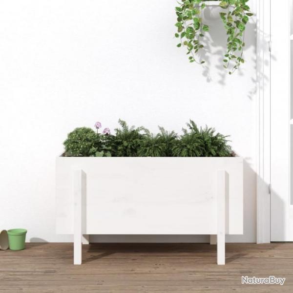 Lit surlev de jardin blanc 101x50x57 cm bois de pin massif